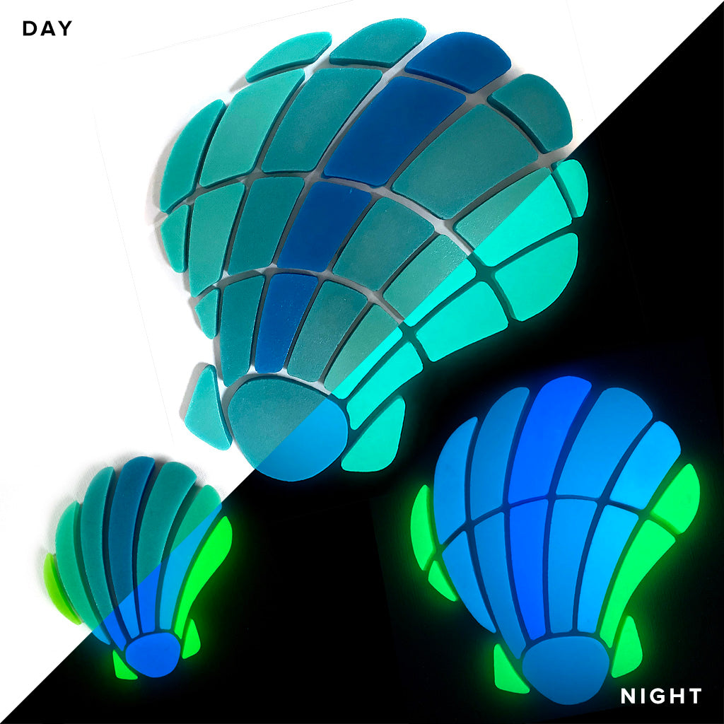 Curved Scallop Shell Glow in the Dark Mosaic