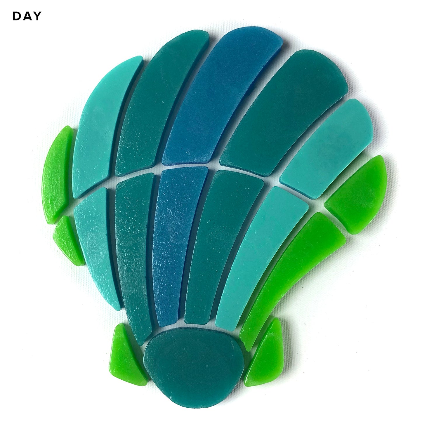 Curved Scallop Shell Glow in the Dark Mosaic