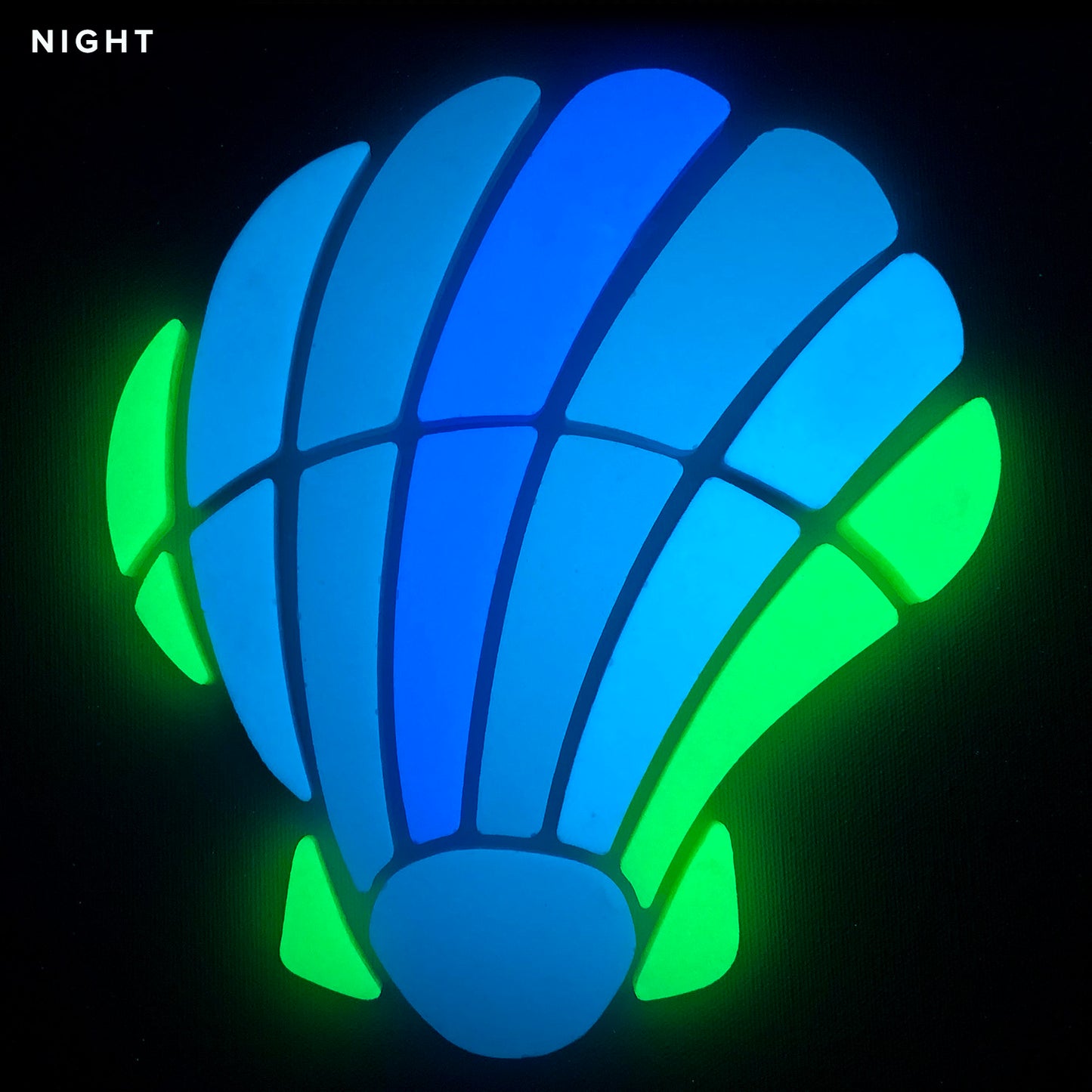 Curved Scallop Shell Glow in the Dark Mosaic