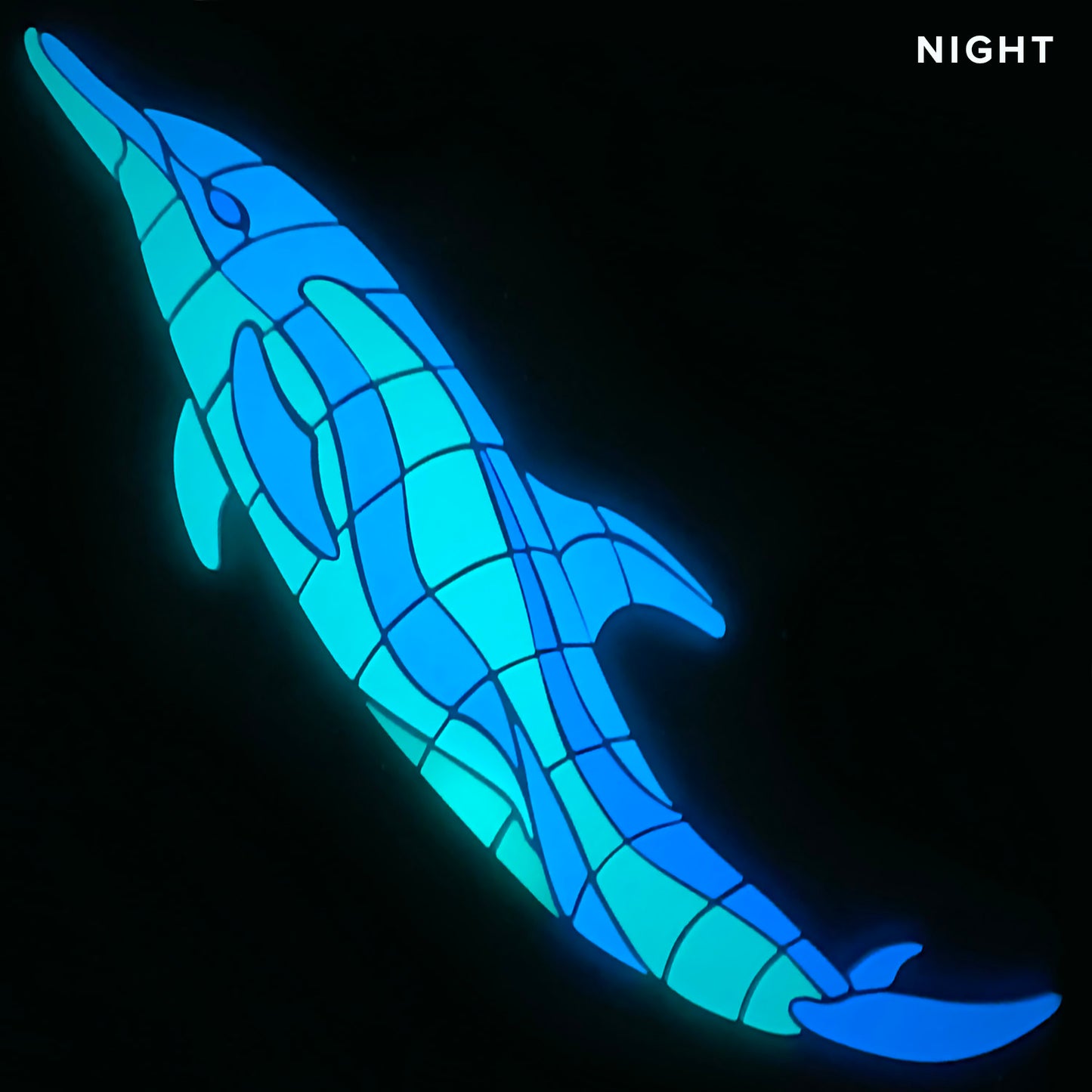 Dancing Dolphin Glow-in-the-Dark Pool Mosaic