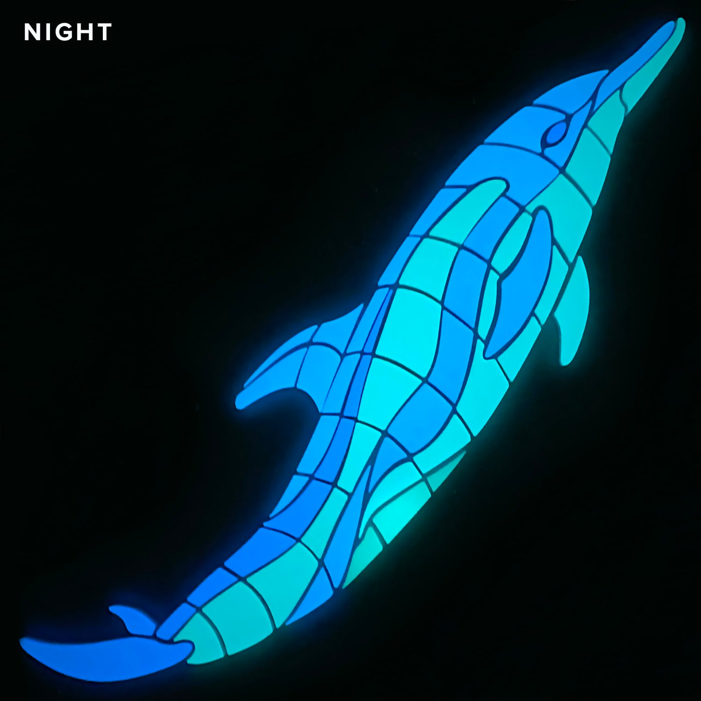 Dancing Dolphin Glow-in-the-Dark Pool Mosaic