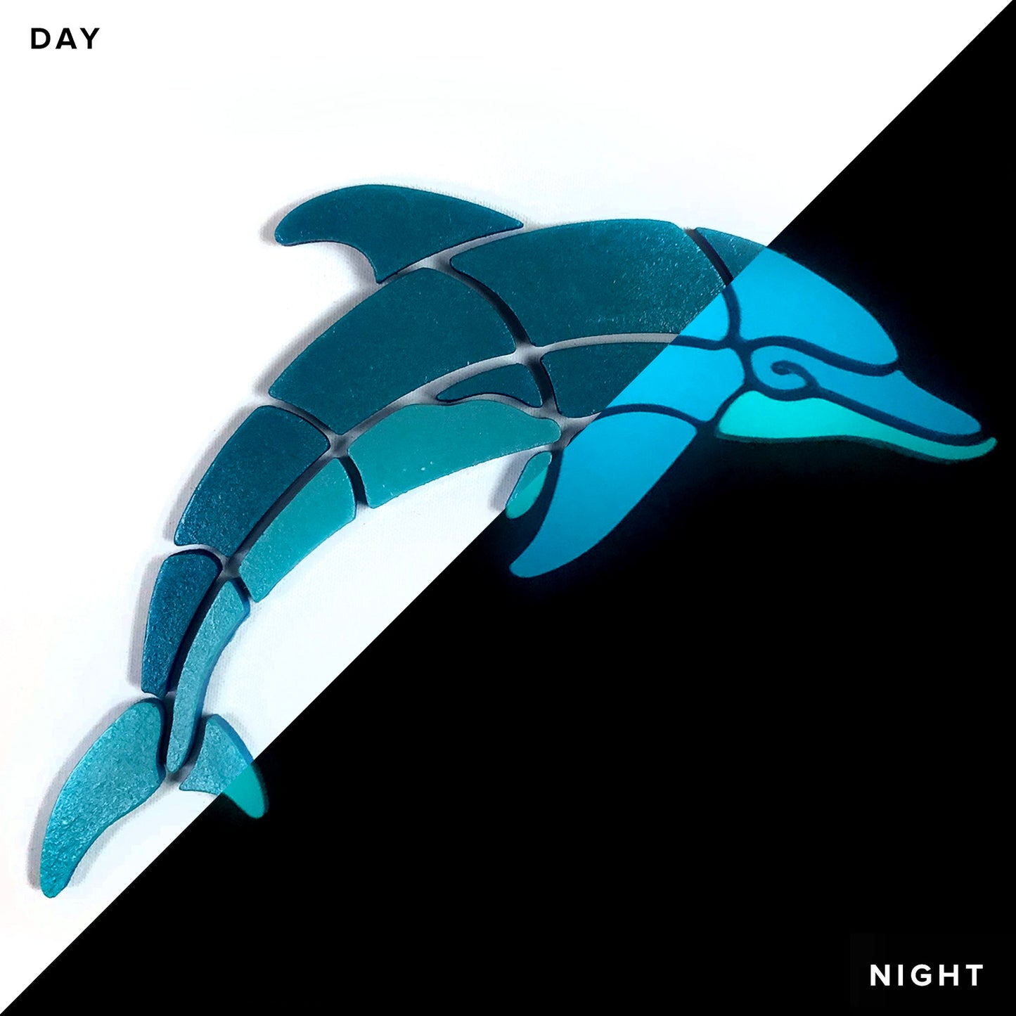 Playful Dolphin Glow in the Dark Pool Mosaic