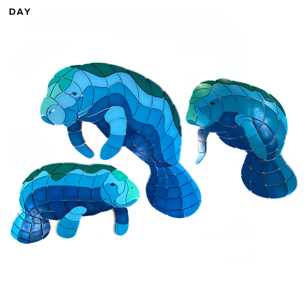 Manatee Family Glow-in-the-Dark Pool Mosaics