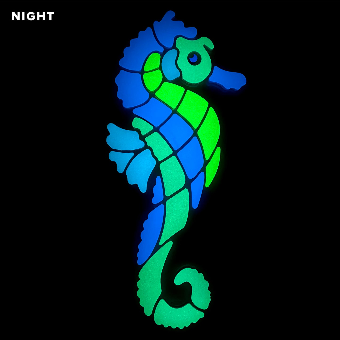 Blue Seahorse Glow in the Dark Pool Mosaic