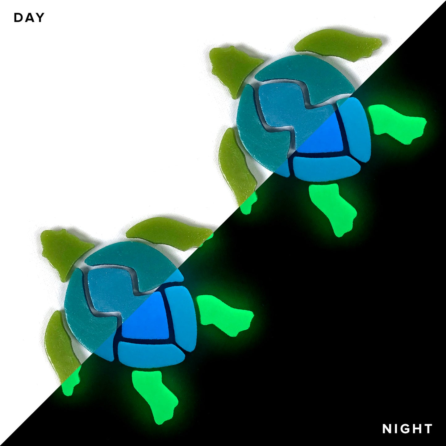 Swimming Turtle Glow in the Dark Mosaic