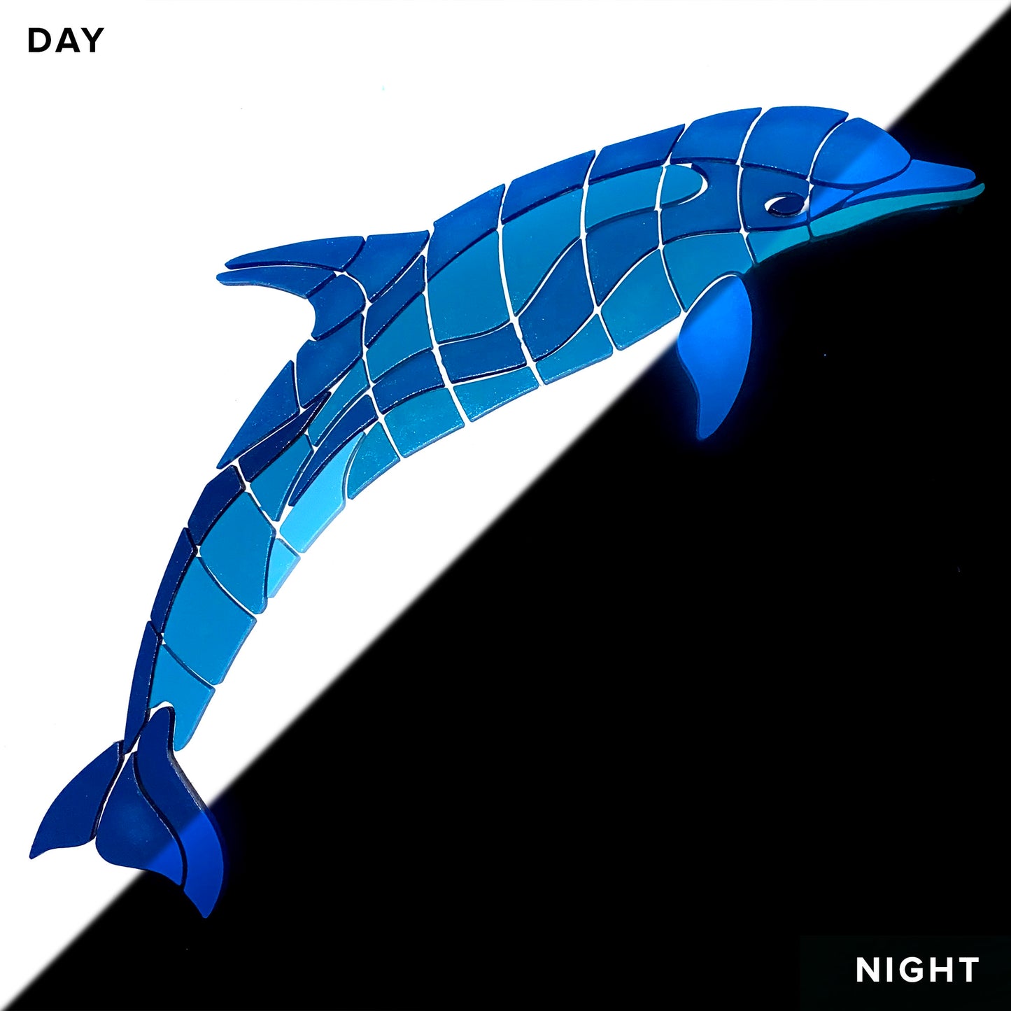 Wave Dolphins Glow-in-the-Dark Pool Mosaic