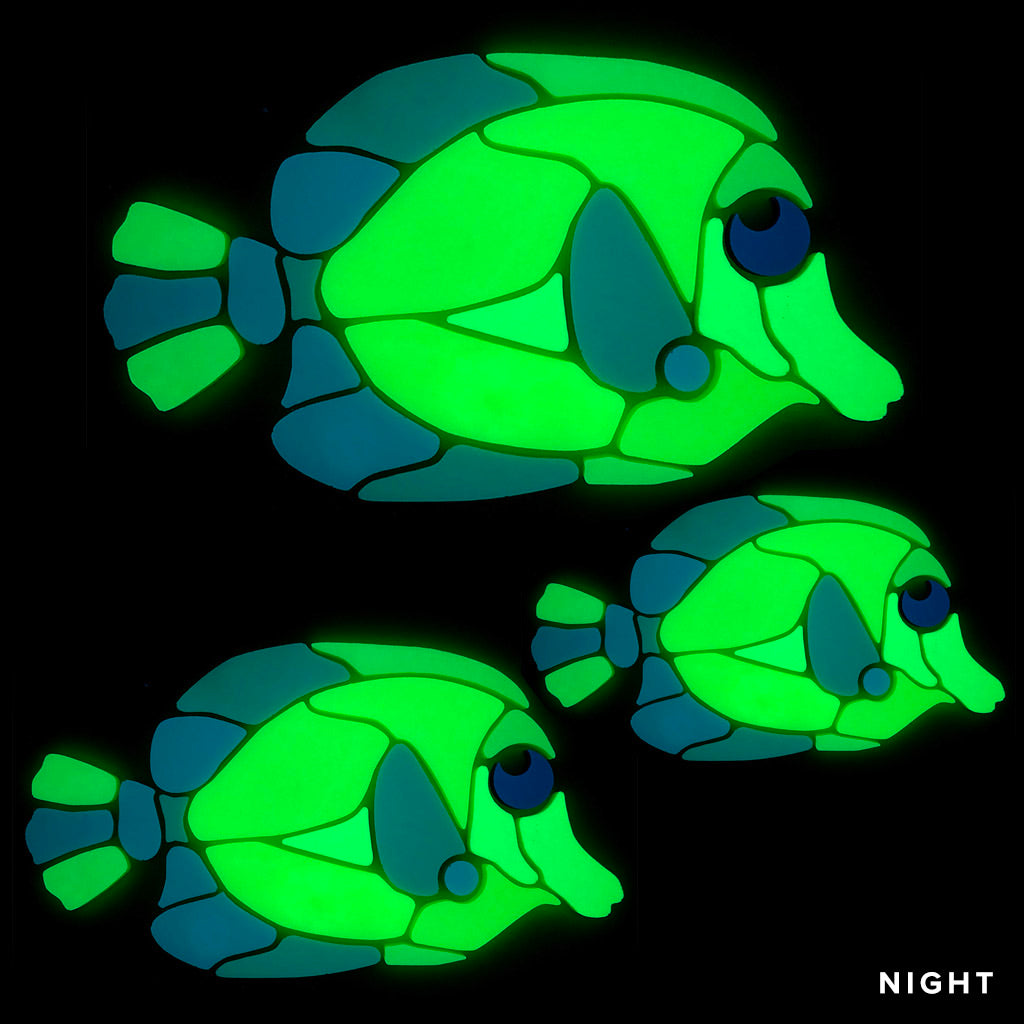 Yellow Tang Family Glow-in-the-Dark Pool Mosaics