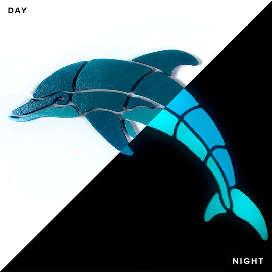 Playful Dolphin Glow in the Dark Pool Mosaic