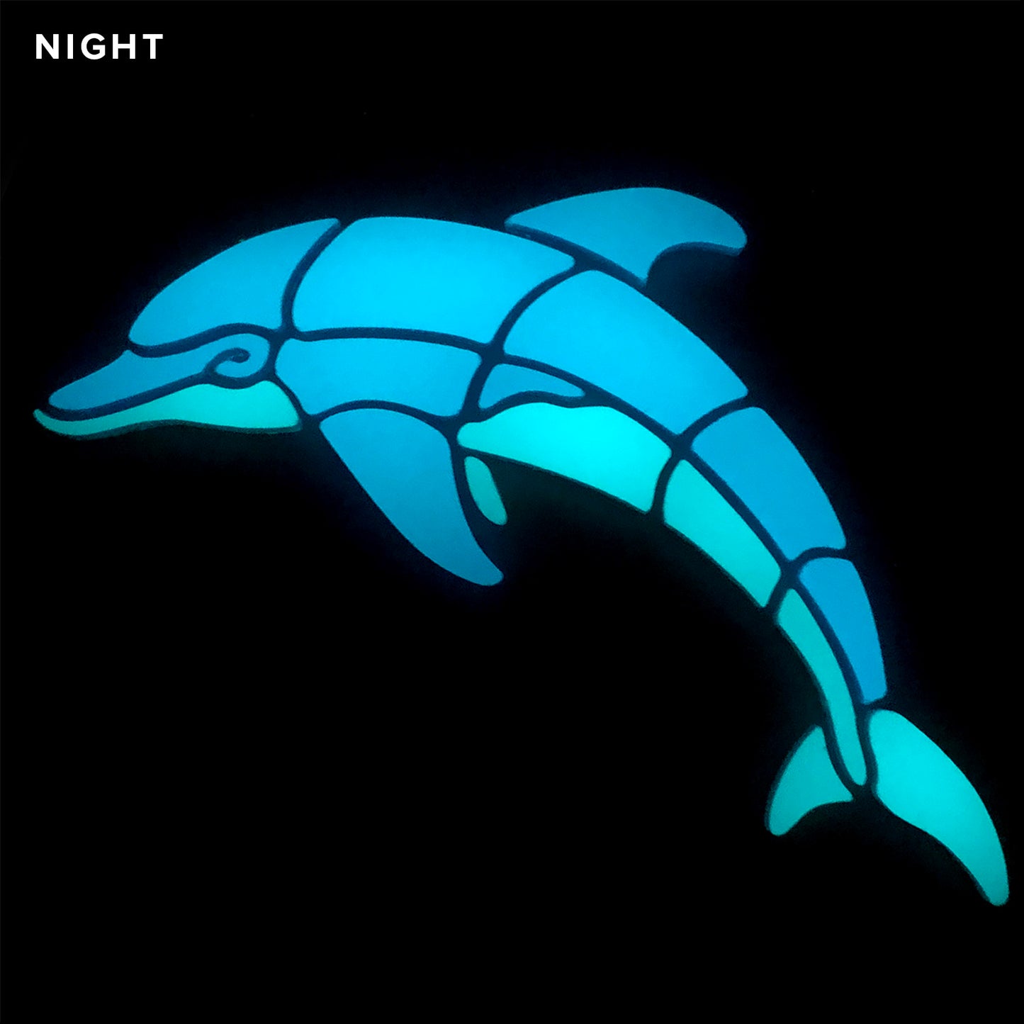 Playful Dolphin Glow in the Dark Pool Mosaic