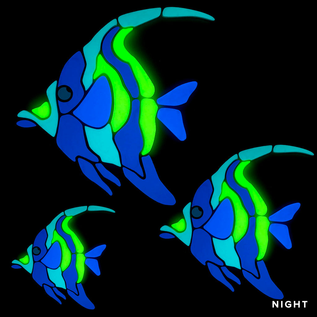 Moorish Idol Fish Family Glow-in-the-Dark Mosaic