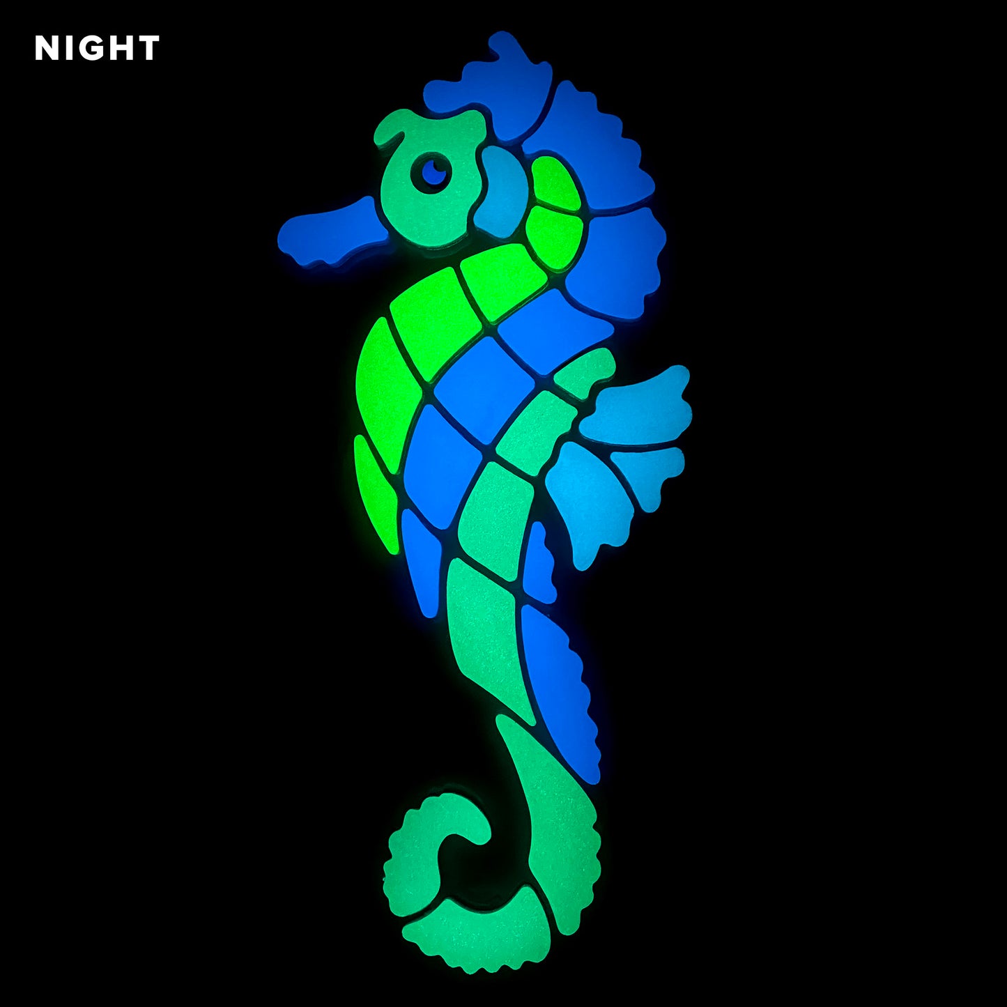 Blue Seahorse Glow in the Dark Pool Mosaic