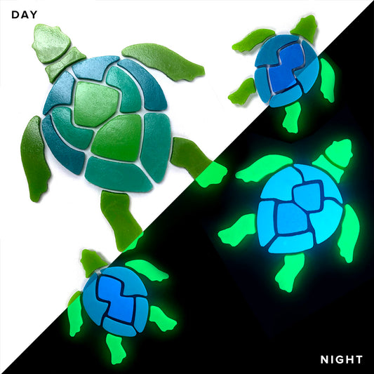 Swimming Turtle Family Glow-in-the-Dark Pool Mosaics