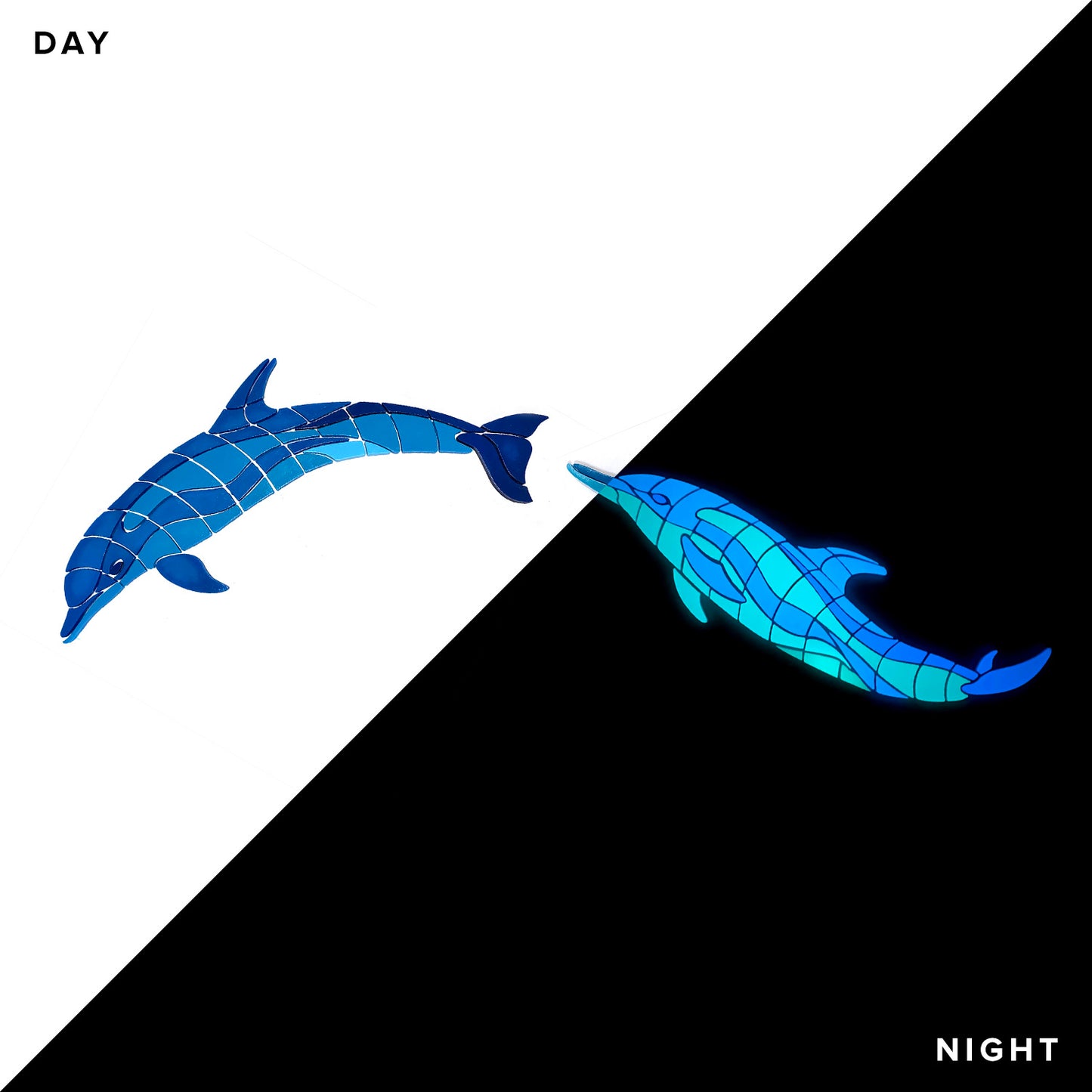 Wave Dolphins Glow-in-the-Dark Pool Mosaic