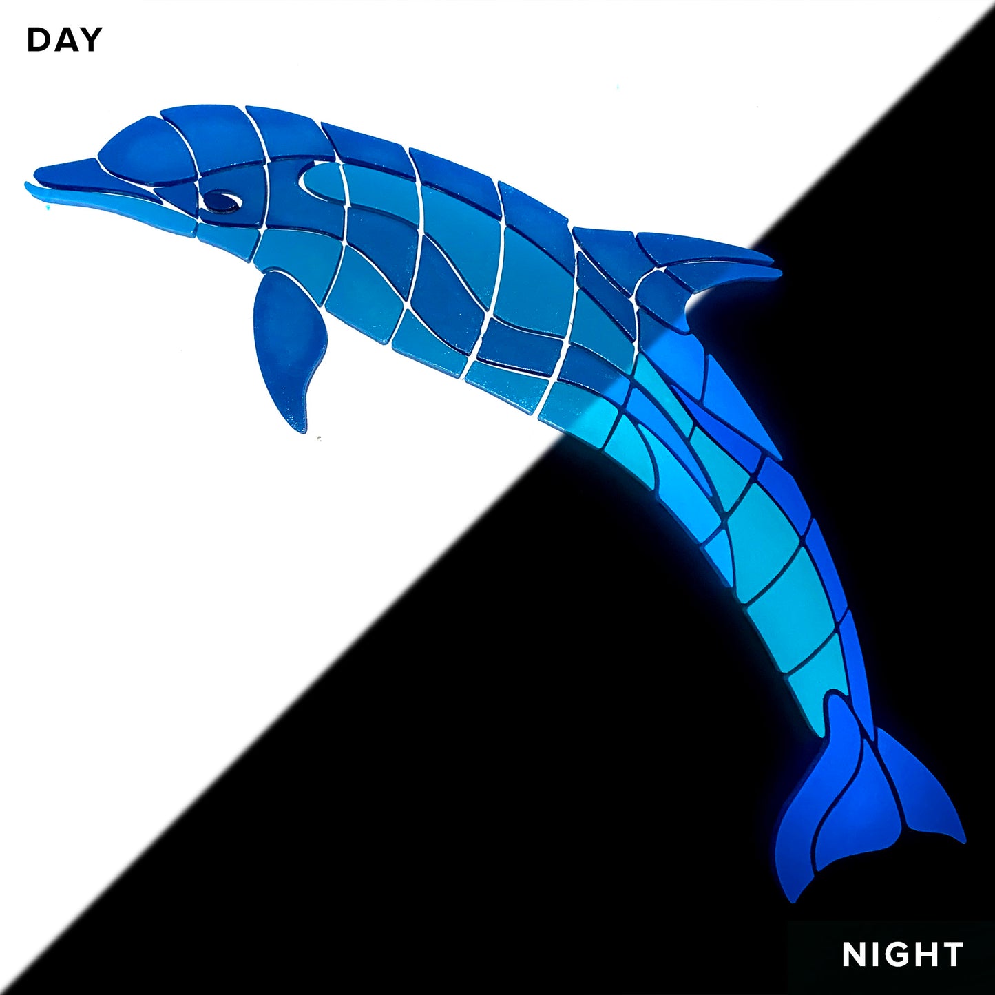 Wave Dolphins Glow-in-the-Dark Pool Mosaic