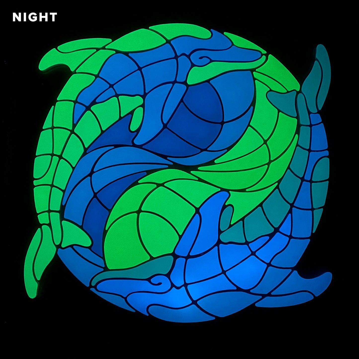 Yin Yang Dolphins Glow-in-the-Dark Pool Mosaic